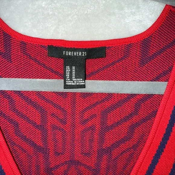 Forever 21 Red and Navy Bodycon Mini Dress - Picture 2 of 5